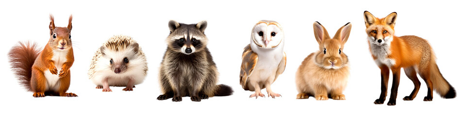 Obraz premium Animals in Autumn png cut out element set