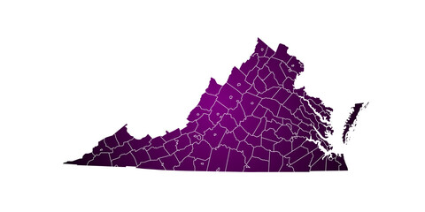 Virginia administrative map. counties map of Virginia with color, blank Map, empty map of Virginia