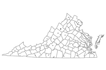 Harrisonburg independent city location highlighted by black color on Virginia state map, United States, usa, us