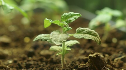 Close-up of a young seedling sprouting from the soil, representing new growth and the beginning of life.
