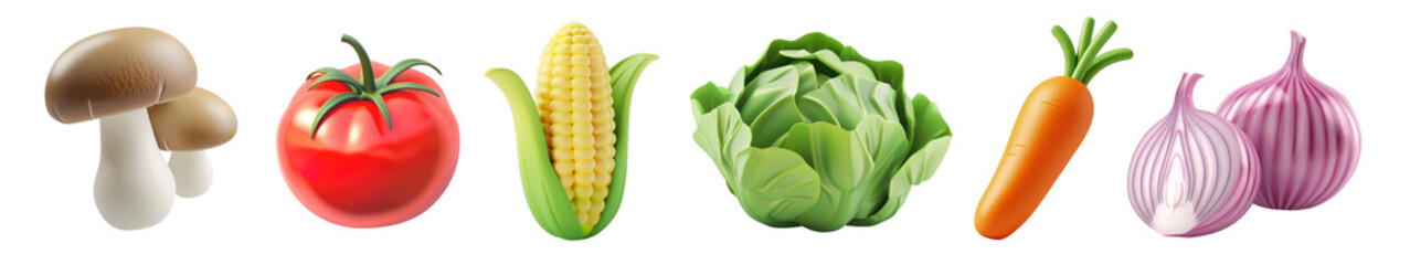 Obraz premium 3D vegetable png cut out element set