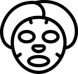 Line icon of a woman wearing a cosmetic face mask for her skincare routine