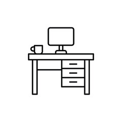 Desk icon design with white background stock illustration