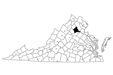 Map of culpeper County in Virginia state on white background. single County map highlighted by black colour on Virginia map. UNITED STATES, US