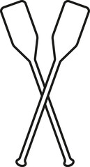 Crossed oars icon. Two paddles. Vector. Line style.	