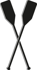 Silhouette of crossed oars icon. Two paddles. Vector. Flat design.