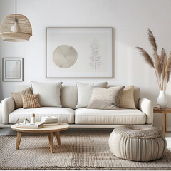 Capturing the unique blend of functionality and style in a living room adorned with minimalist scandinavian sofa furniture, luxury