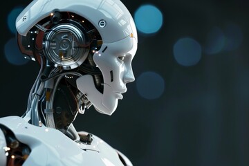 Fototapeta premium Futuristic Artificial Intelligence Robot Portrait with Advanced Technology Elements