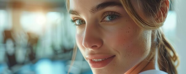 Close-up portrait of a woman with a soft smile.