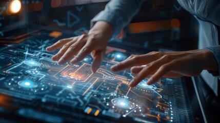 Hands holding a futuristic transparent smartphone