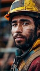 Fototapeta premium portrait of a construction worker with a hart hat