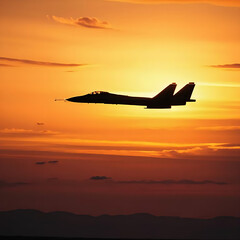 Fototapeta premium Fighter jet in sunset