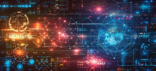 Obraz premium Digital Nexus: Abstract Vector Background of Technological Code and Science