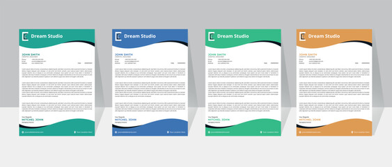 Modern, Creative & Clean business style letterhead template design with color variation bundle.