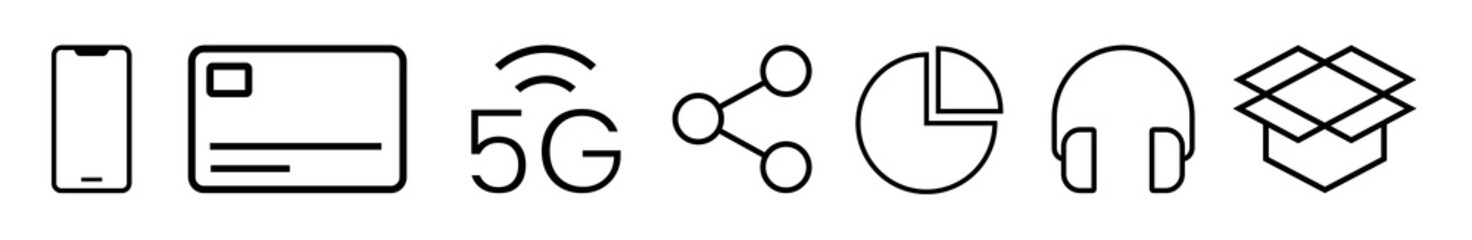 PNG line art icon  cut out element set