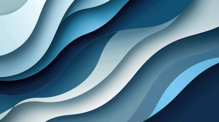 Blue overlapping wavy lines with shadow effects create a soothing abstract pattern.