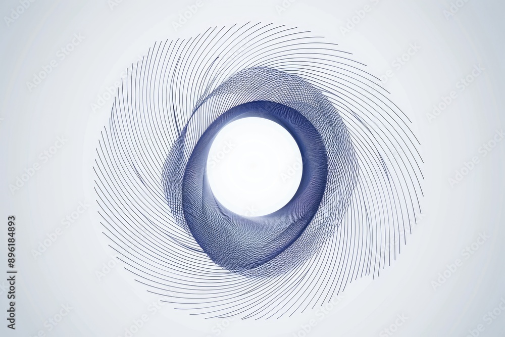 Poster a blue circular object placed on a white background