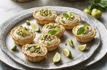 Fototapeta premium homemade tartlets with ricotta and pistachios