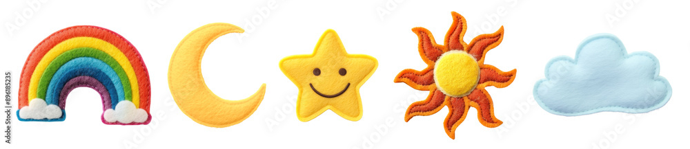 Poster cute felt sticker png cut out element set