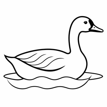 recommend clip art: duck isolated on white background vector line art 