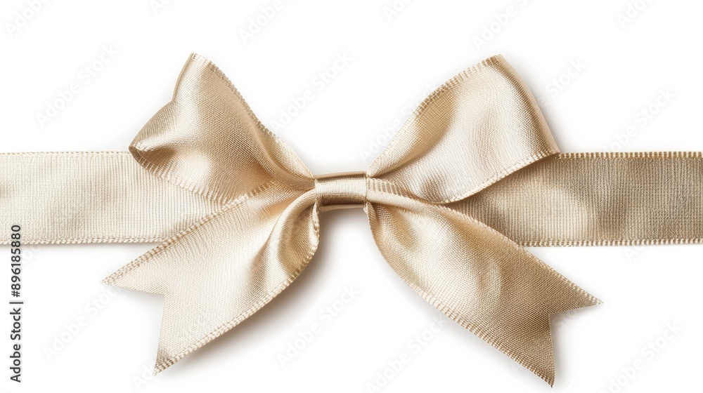 Poster A gold ribbon bow is shown on a white background