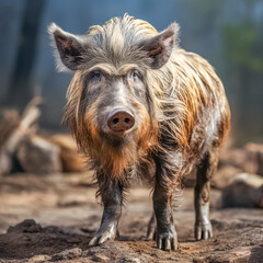 Fototapeta premium Wildschwein in freier Natur, Generative AI
