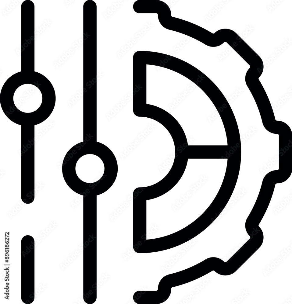 Poster gear wheel is being adjusted with two vertical sliders, symbolizing customization and fine tuning