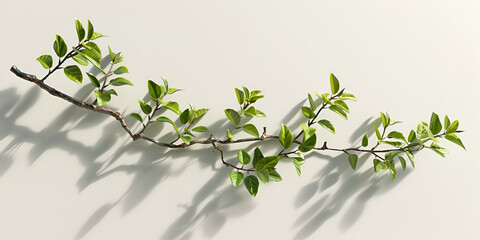 Texture wall leaves background, Styled tree branch with leaves separated on a white background AI generated illustration

