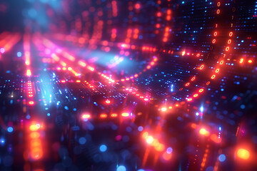 Obraz premium A binary background with dark blue and touches of neon highlights creating a technological and futuristic aesthetic