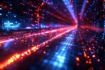 Obraz premium A binary background with dark blue and touches of neon highlights creating a technological and futuristic aesthetic