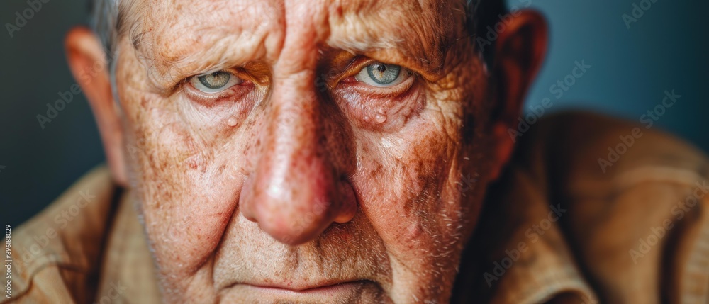 Sticker Close-up portrait of an elderly man. AI.