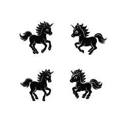 Naklejka premium Baby Unicorn Silhouette Sets