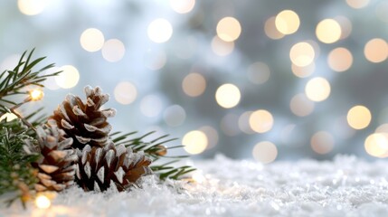 A Christmas tree with pine cones on it