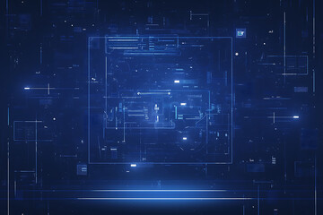 Fototapeta premium A binary background with dark blue and touches of neon highlights creating a technological and futuristic aesthetic
