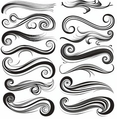 Decorate your page and design with this set of decorative calligraphic elements and swirl dividers.