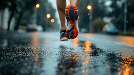 An athlete trains tirelessly for the upcoming marathon on a city street.