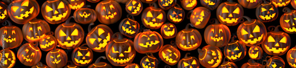 Canvas Prints concept of halloween pattern with pumpkins. vector.
