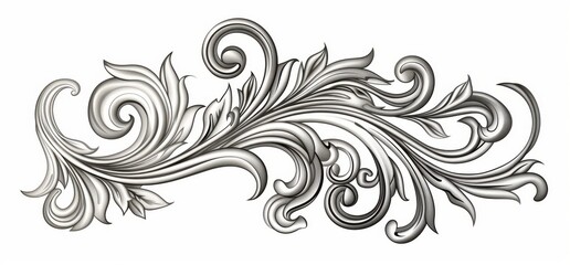 Fototapeta premium Vintage baroque Victorian frame border floral engraved scroll ornament leaf retro flower pattern decorative design tattoo filigree calligraphic modern heraldic shield swirl