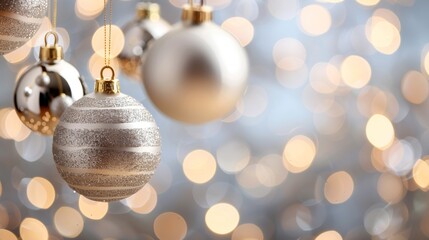 Fototapeta premium A bunch of Christmas ornaments hanging from a tree