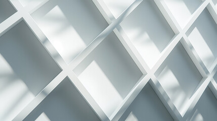 Obraz premium Geometric shapes intersect on a clean white background, casting shadows.