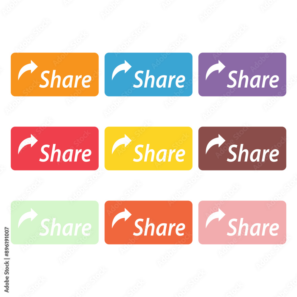 Poster set of share click button icon, modern web sign, internet vector illustration