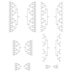 Set of Bracket sport tournament, blank elimination event sign, playoff match vector illustration