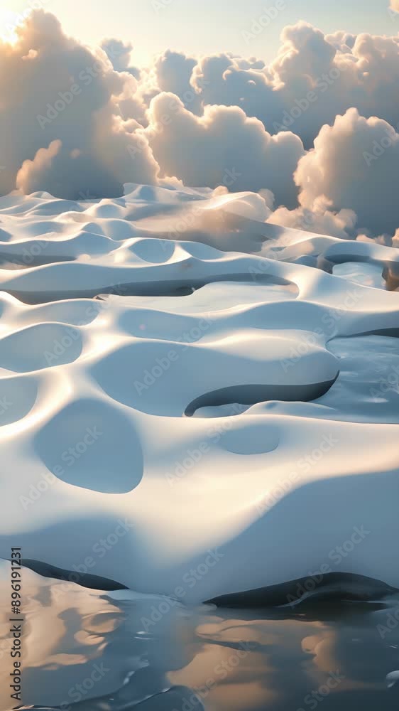 Poster soft shadows cast by drifting clouds create a seamless blend of organic and geometric patterns on th
