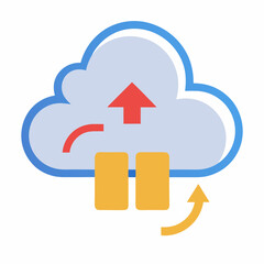 Simple cloud storage icon with arrows representing data transfer, isolated on a white background. vector graphics backgrounds