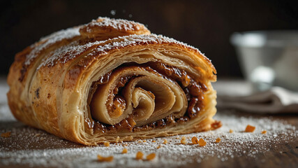Classic viennese strudel close-up.
