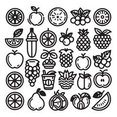 Fruits Icon Outlined with white background