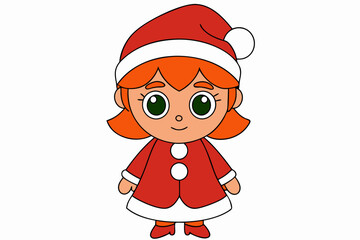 christmas cute kid girl vector art   illustration