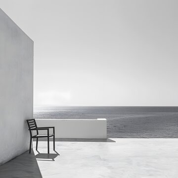 Fototapeta A serene and crisp photo of a minimalist black and white photograph with striking contrasts.