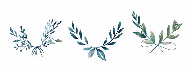 The logo templates feature hand drawn branches and leaves in line art. Elegant modern floral frames are available for labels, corporate identities, wedding invitations, and save-the-date cards.