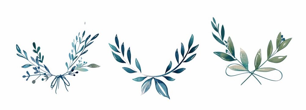 The logo templates feature hand drawn branches and leaves in line art. Elegant modern floral frames are available for labels, corporate identities, wedding invitations, and save-the-date cards.